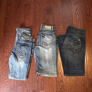 Lot of 3 Buckle Black Men's Jeans - Light and Dark Wash